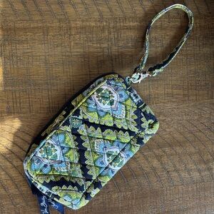 Vera Bradley navy and Green Patterned Wristlet